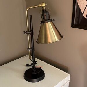 Adjustable Brass and Black Desk Lamp